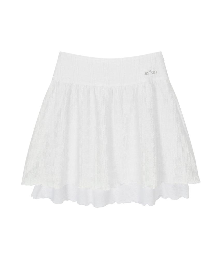 Aejeuon Lacy Check Skirt / White