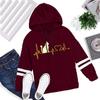 Women's Heartbeat Print Hoodie Sweatshirt Pullover Tops Long Sleeved Comfortable