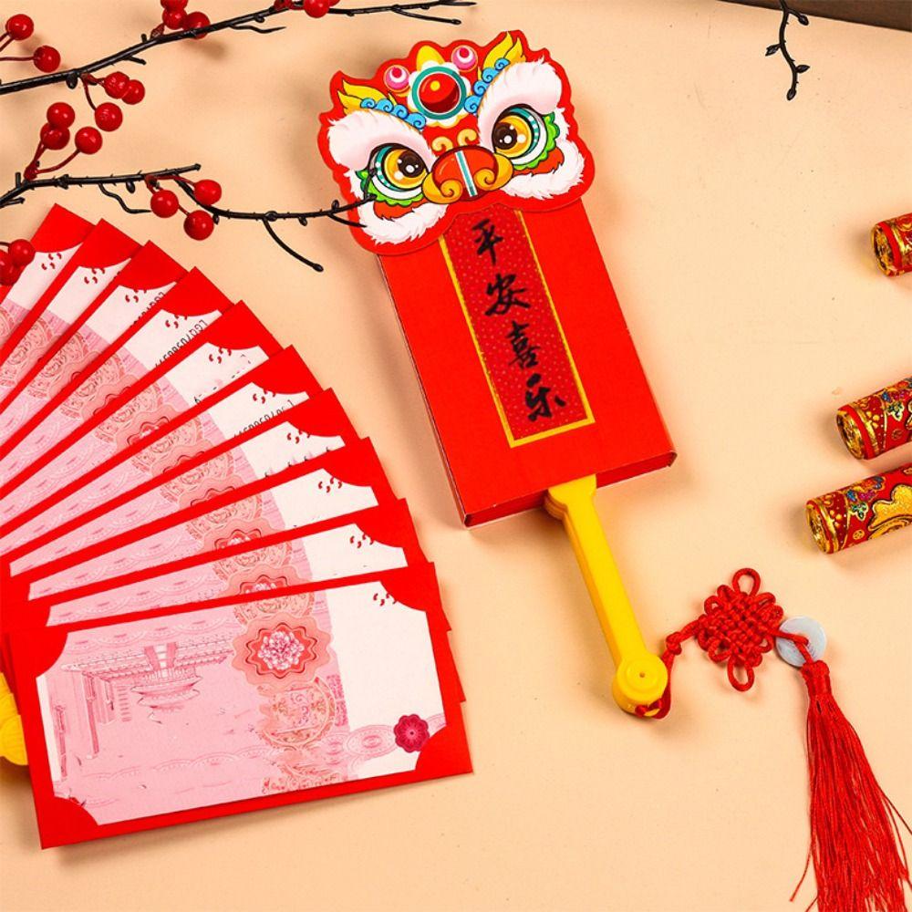 Tassel Fan Shape Red Envelope 6/10 Slots Blessing Pockets New Year Money Pocket Celebration Party