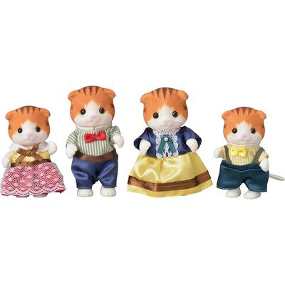 EPOCH Sylvanian Families Maple Cat Family Doll Set with Accessories, 3 Figures, Collectible Toy