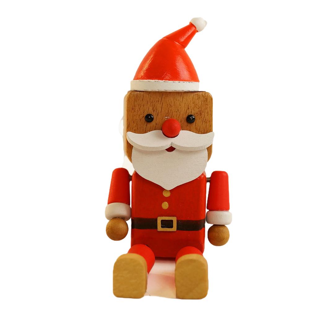 Santa Claus Shaking Wooden Man Figurine Car Decoration Small Ornaments Leg-swinging Robot Figurine Cute Wood Man Car