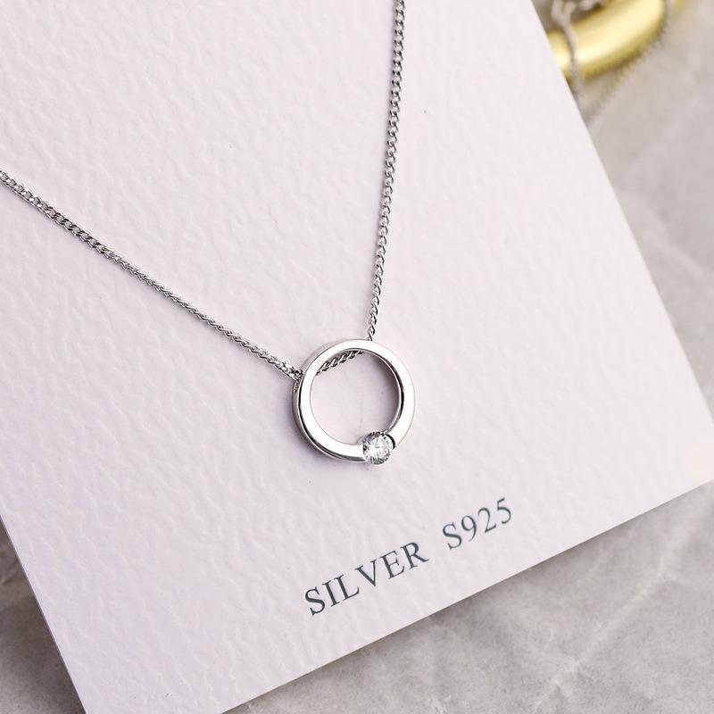 Hot-selling exquisite and simple s925 sterling silver flash diamond ring necklace women's fashion short collarbone chain