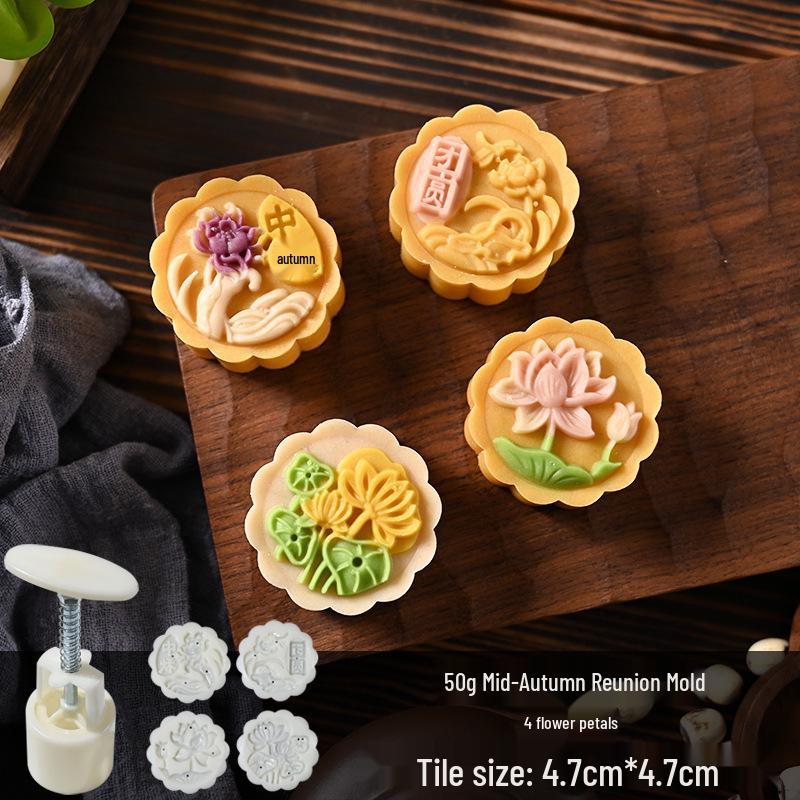 

New Mooncake Mold & Stamp Set for Ice Skin & Mung Bean Cakes - Hand Press Baking Tool