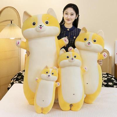 Pelúcia Corgi Bumbum de Pêssego - Almofada Longa Fofa para Suporte no Escritório ou Presente para Crianças