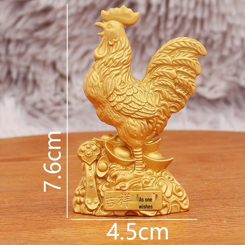 

Двенадцать знаков зодиака Золотой Петух настольное украшение: Благоприятное ремесло из песочного золота, приносящее богатство