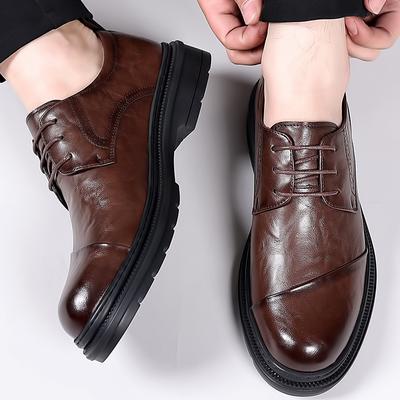 FashionHigh Quality Men Lace Up Business Dress Casual Gentlemen's Shoes Men Soft Genuine Leather Fashion Mens Comfortable Oxford Shoes