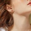 Maple Leaf Stud Earrings for Women Statement Cluster CZ Earring Gold Plated Wedding Prom Birthday Fashion Jewelry Gift