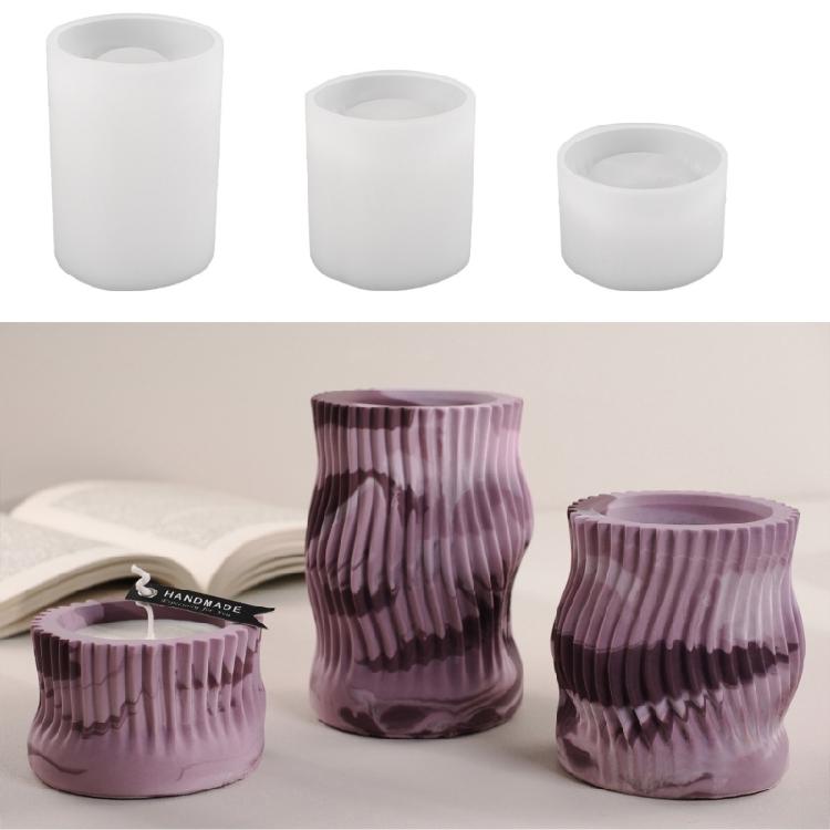 Striped Cylinder Tealight Holder Molds Cylinder Candlestick Molds