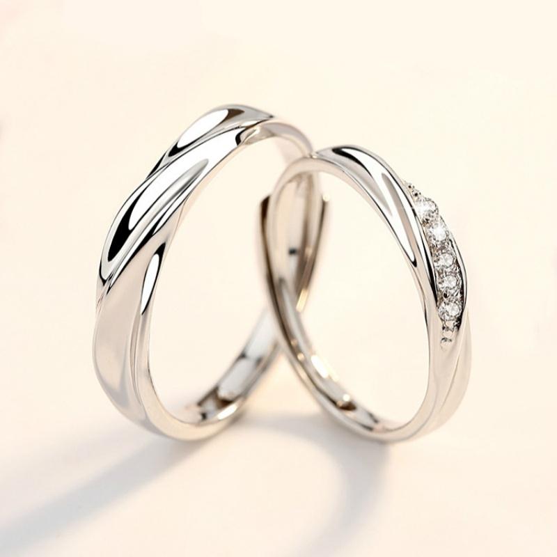 New Fashion Mobius Smooth Couple Rings Classic Silver Color Adjustable Ring For Men Women Wedding Jewelry Valentine's Gift