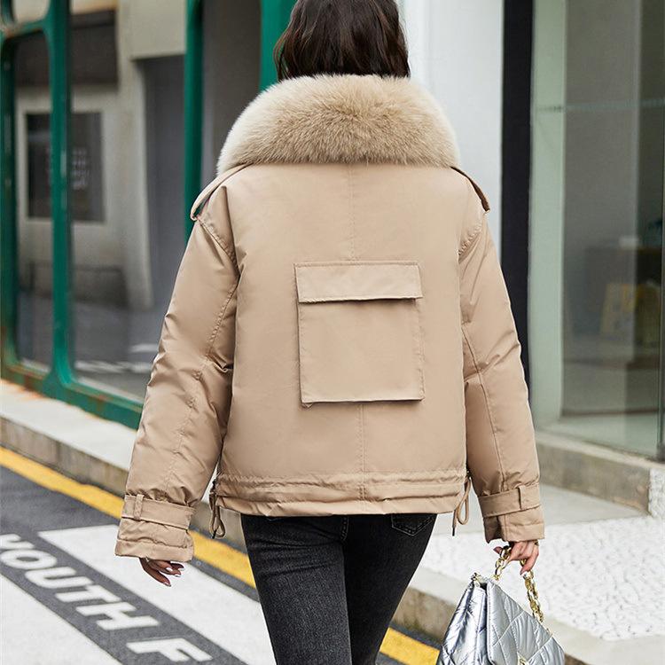 Cotton Padded Fur Parka New Big Fur Collar Down Winter Jacket Women Thick Warm Parkas Female Outerwear