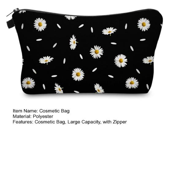 Cosmetic Bag Portable with Zipper Large Capacity Bag Floral Print Compact Travel Makeup Organizer for Cosmetics And Small