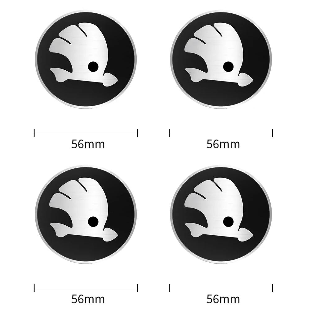 

Car Sticker 2025 New 4Pcs Car Wheel Hub Center Cap Aluminum Metal Logo Stickers For Skoda Octavia A5 A2 VRS Vision Kodiaq Rapid