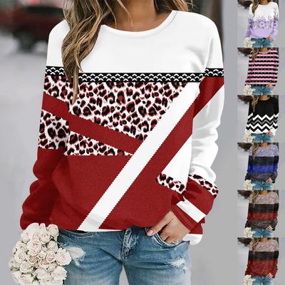Toamnă și iarnă modă nouă gât rotund mânecă lungă imprimat elegant casual hanorac larg