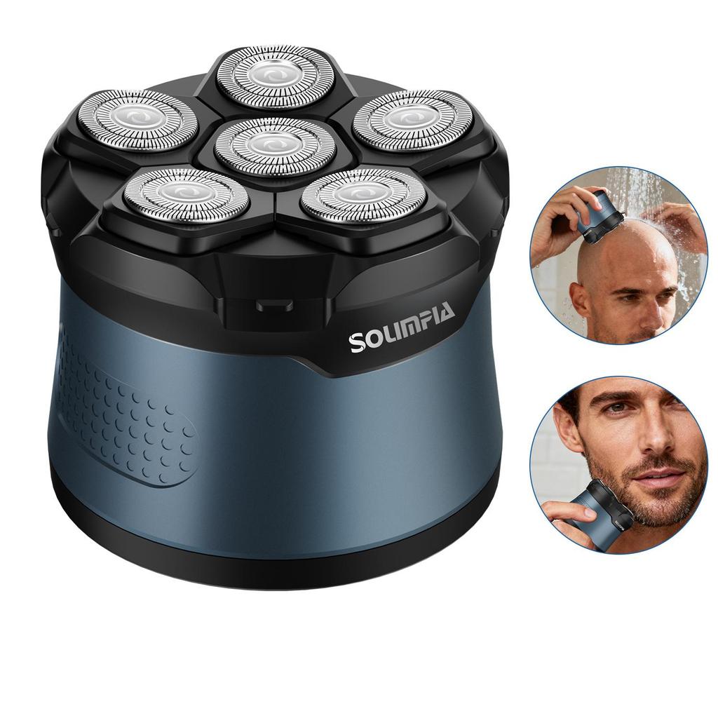 SOLIMPIA Men's Electric Shaver Hair Clipper 6 Magnetic Blade Head Cordless Bald Head Trimmer Home Use Beard Scalp Grooming Kit