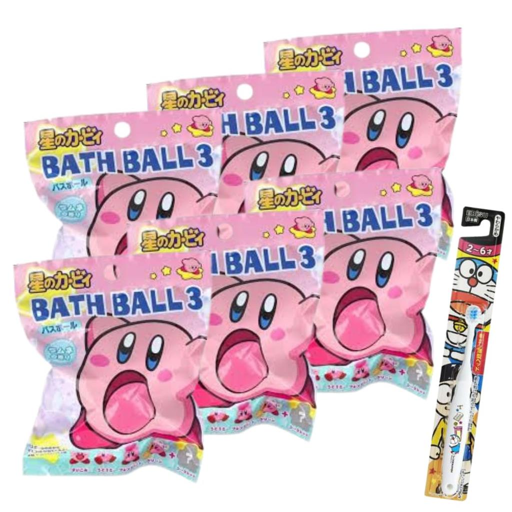 Set of 6 Kirby 3 Bath Bombs with Scented Bath Carbonated Bath SK Japan a Bonus Toothbrush for Moms and Mascots, Products, Additives, Characters,