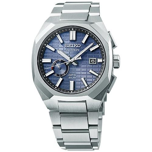 Seiko Herren SBXD013 (ASTRON NEXTER GPS Solar Metallarmband Herren) Runde Uhr Silber Mehrzeiger Analog