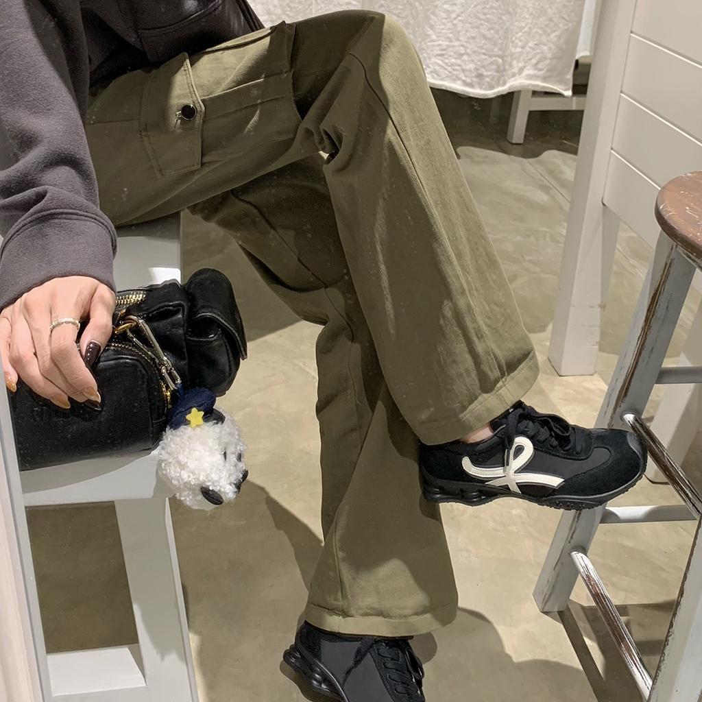 Grape mother with the same height increase of 4.5cm fashionable splicing lace-up retro crooked head casual moral training shoes women's sports shoes