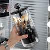 Transparent Makeup Brush Holder with Lid Automatic Lifting Dustproof Makeup Brushes Organizer for Vanity Cosmetics Storage Box