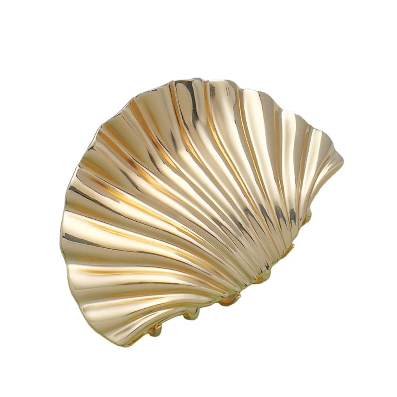 Elegant Gold Metal Seashells Hair Claw for Women Stylish Clip Crab Clamp Hairwear Hair Shaping Claw Clip for Daily Use
