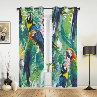 Tropical Jungle Parrot Green Plants Curtains for Bedroom Living Room Drapes Kitchen Children's Room Window Curtain Home Decor
