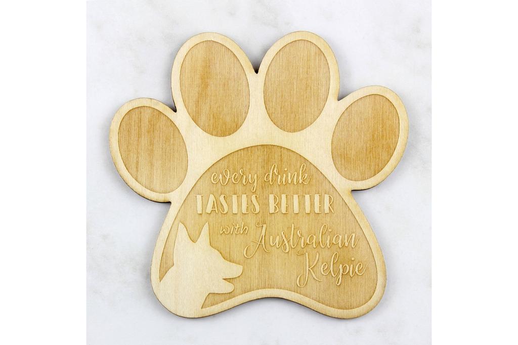 Australian Kelpie, Barb, Farmer Dog - Sottobicchiere per tazza, sottobicchiere inciso con cane, regalo per amanti dei cani del marchio Art-Dog