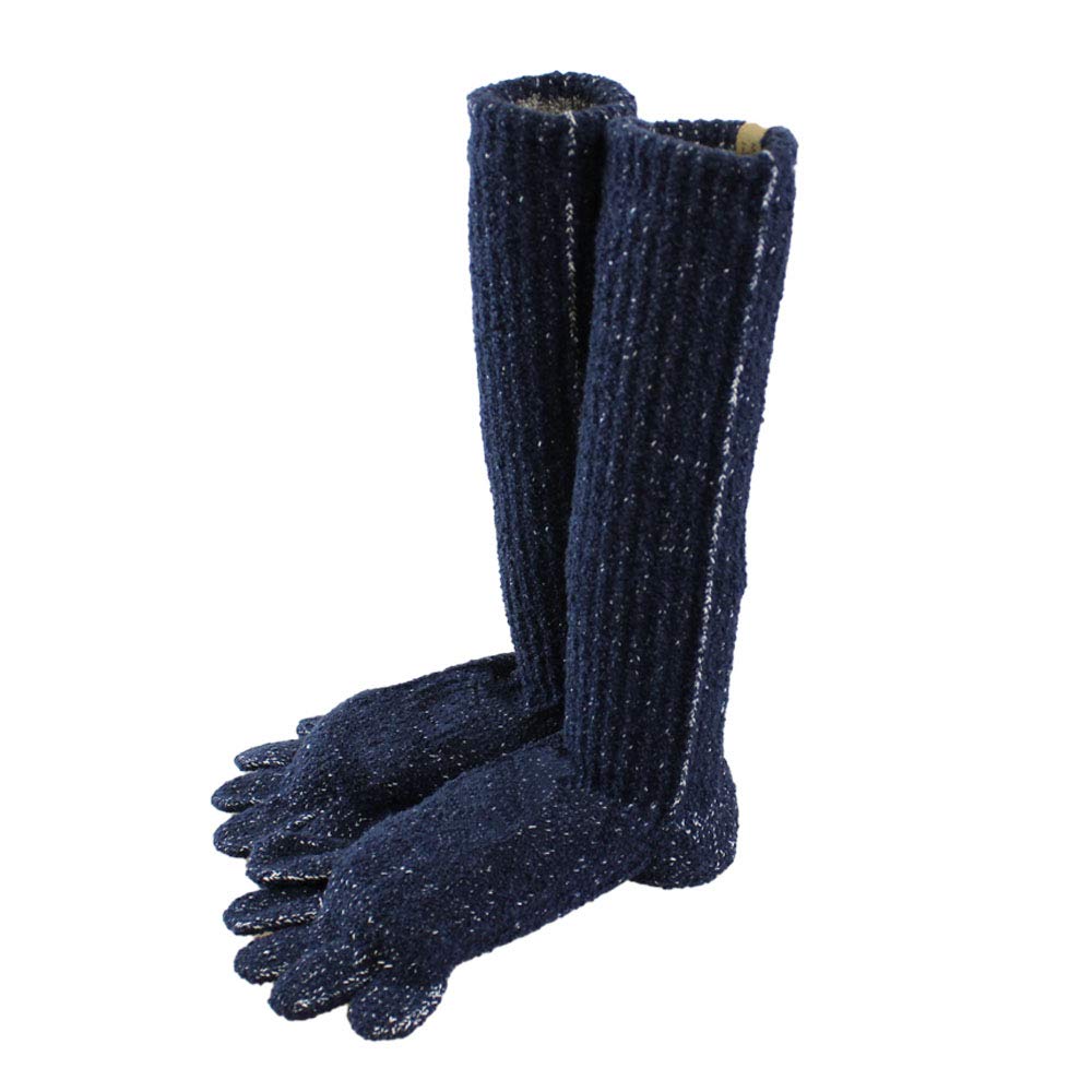 SocksDEPO Socks with Silk Regular Made in Sizes Made by a Glove Shop (Socks Depot) "Fluffy Five-Toe 100% Lining, Length" Japan, Navy, 19-27cm,
