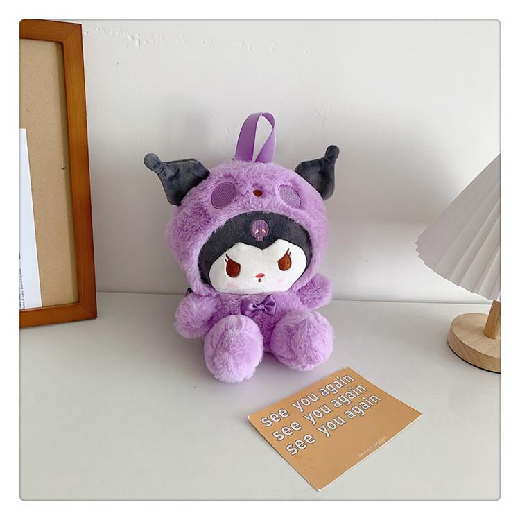 Melody Cinnamoroll Kuromi Pochacco Plush Cartoon Backpack For Girls With Soft Material And Breathable Design
