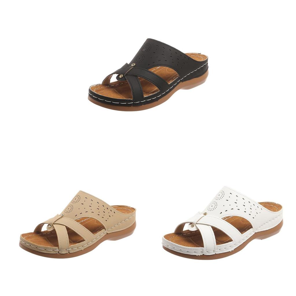 Casual Open Toe Platform Slides For Women With Pu Upper And Rubber Sole For Autumn Wear