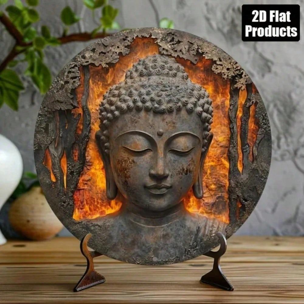 Buddha Head Metal Wall Art Zen Home Decor Tin Sign for Bar Kitchen Yoga Room