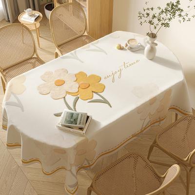 Toalha de Mesa Oval Universal Lavável Impermeável Resistente a Óleo Tecido para Mesa de Jantar Doméstica Estampado em Cores Claras