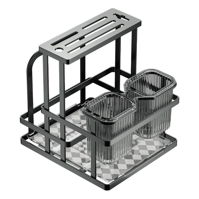 Organizator de Bucătărie din Oțel Inoxidabil Montat pe Perete: Suport pentru cuțit, lingură și bețișoare