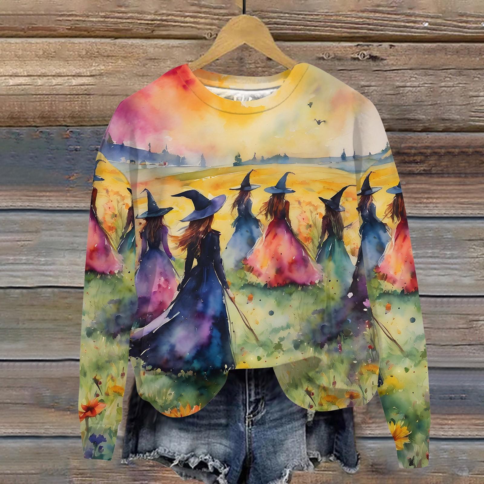 

Женский Хэллоуин с принтом, круглым вырезом и длинными рукавами, свободный крой, повседневный топ с длинными рукавами и длинными рукавами XXXXL