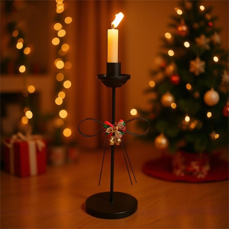 Christmas Bows Candlestick Holders Iron Metal Taper Candle Holders Decorative Candle Stands for Wedding,Home Decorations