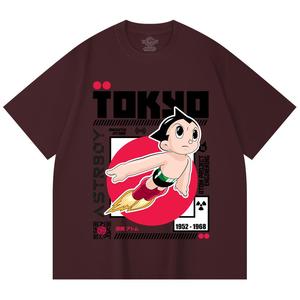 

230 Gsm 100% Cotton Astro Boy V2 Print Unisex Heavy Cotton T Shirt 2XL вина червоного кольору