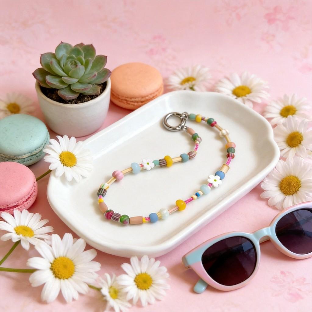 Spring Summer Fresh Daisy Handcrafted Pvc Phone Lanyard With Keychain For Men Women