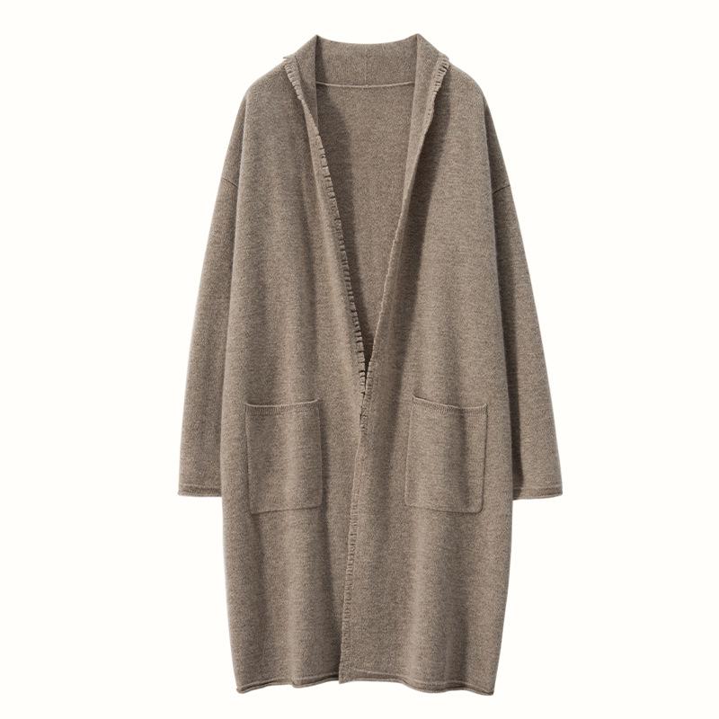 

Женский кардиган средней длины выше колена из кашемира - свободный свитер-пальто в стиле ретро 2023 года на осень/зиму Large