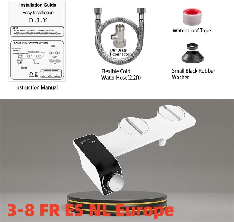 Toilet Bidet Bathroom Intelligent Non‑Electric Cold Hot Water Toilet Bidet Sprayer Set With Double Nozzle