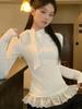 Autumn/Winter Pure Desire Spicy Lace Long Sleeve Women's Slimming Top