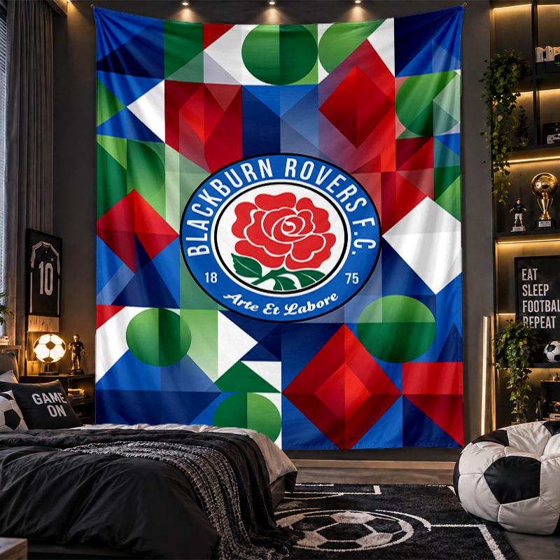 Wall Hanging Tapestry Blackburn Rovers Football Print Cloth for Living Room Bedroom Home Decor
