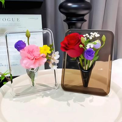 Picture Frame Unique Flower Vase Clear Acrylic Flower Vase for Centerpieces. Minimalist Home Decor Vases