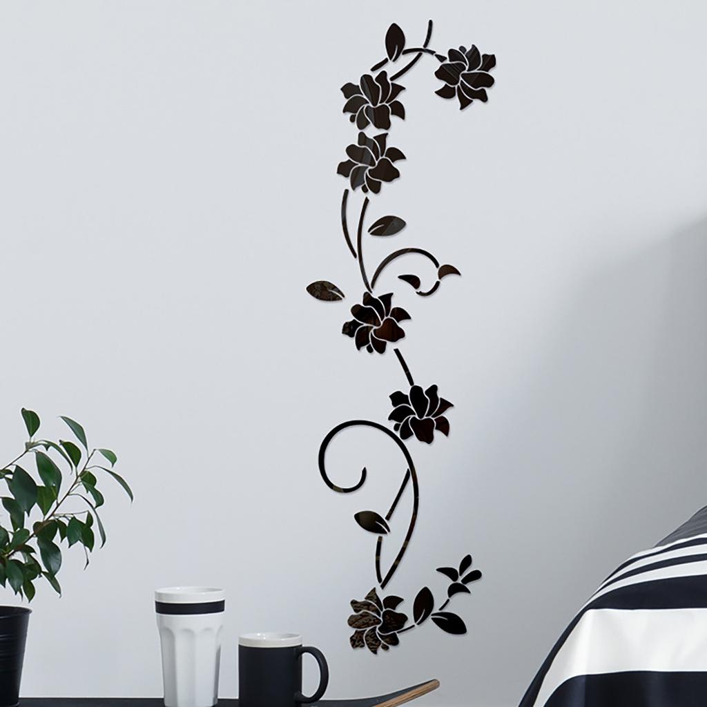 Flower Rattan Acrylic Mirror Wall Paste Three-dimensional Wall Paste Living Room Porch Bedroom Room Background Wall Decoration Mirror Paste