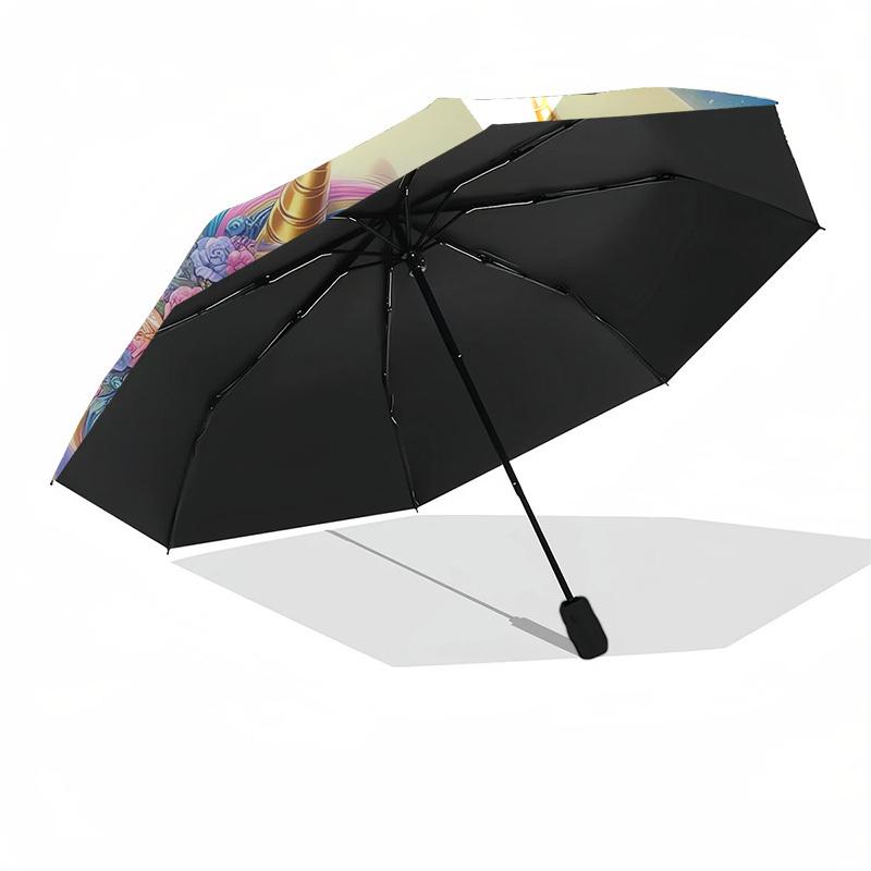 1pc Unicorn Friends: Magical Night Umbrella with Plastic Handle,Suitable for All Seasons Home Travel Outdoor UmbrellaDD277