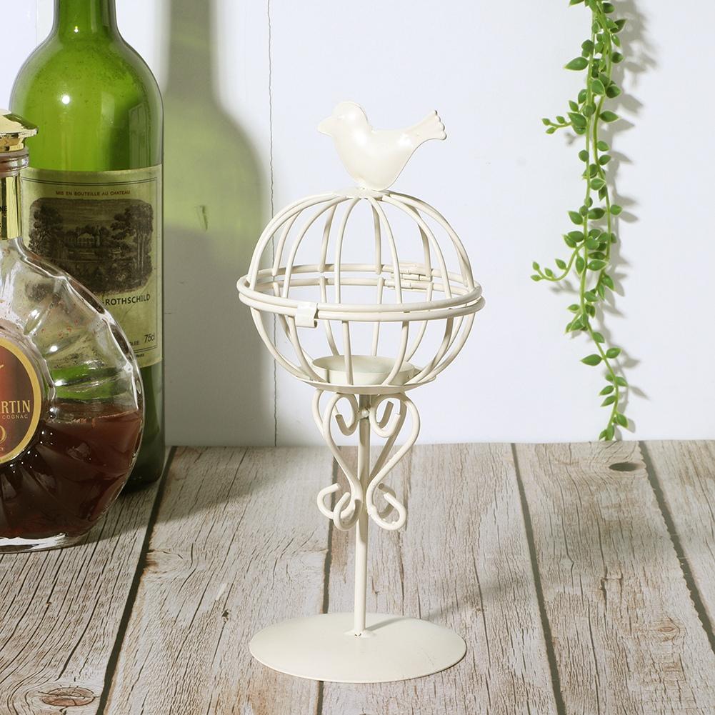 Aushöhlen Einzigartiger Vogelkäfig Eisen Kerzenhalter Kerzenständer Dekor Heimdekoration OrnamentWeiß
