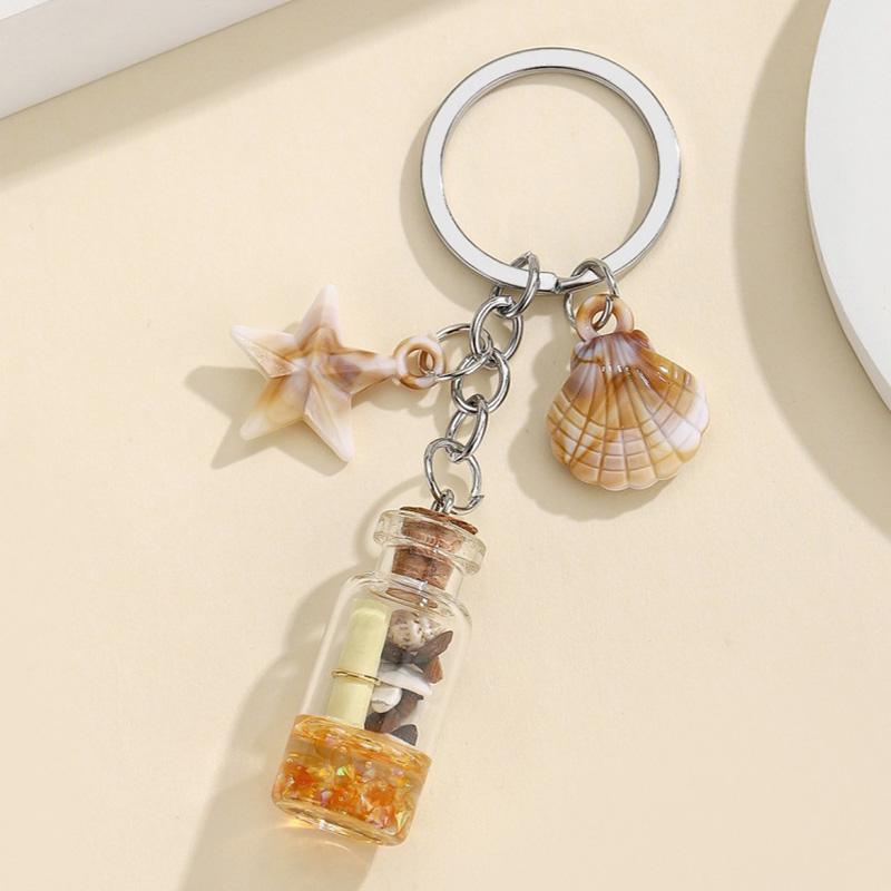 

1PC Starfish Shell Ocean Theme Chain Ornament Keyring Gifts Bottle Portable Keychain Backpack Pendant