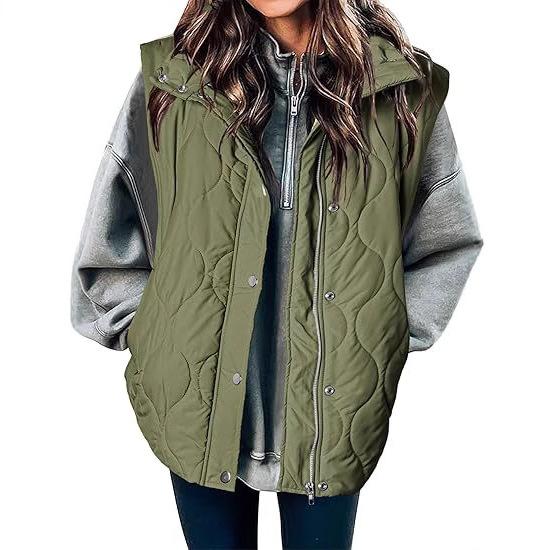 Veste Matelassée à Capuche pour Femme Color Block Manches Raglan Fermeture Éclair Devant Manteau Décontracté Coupe Ample