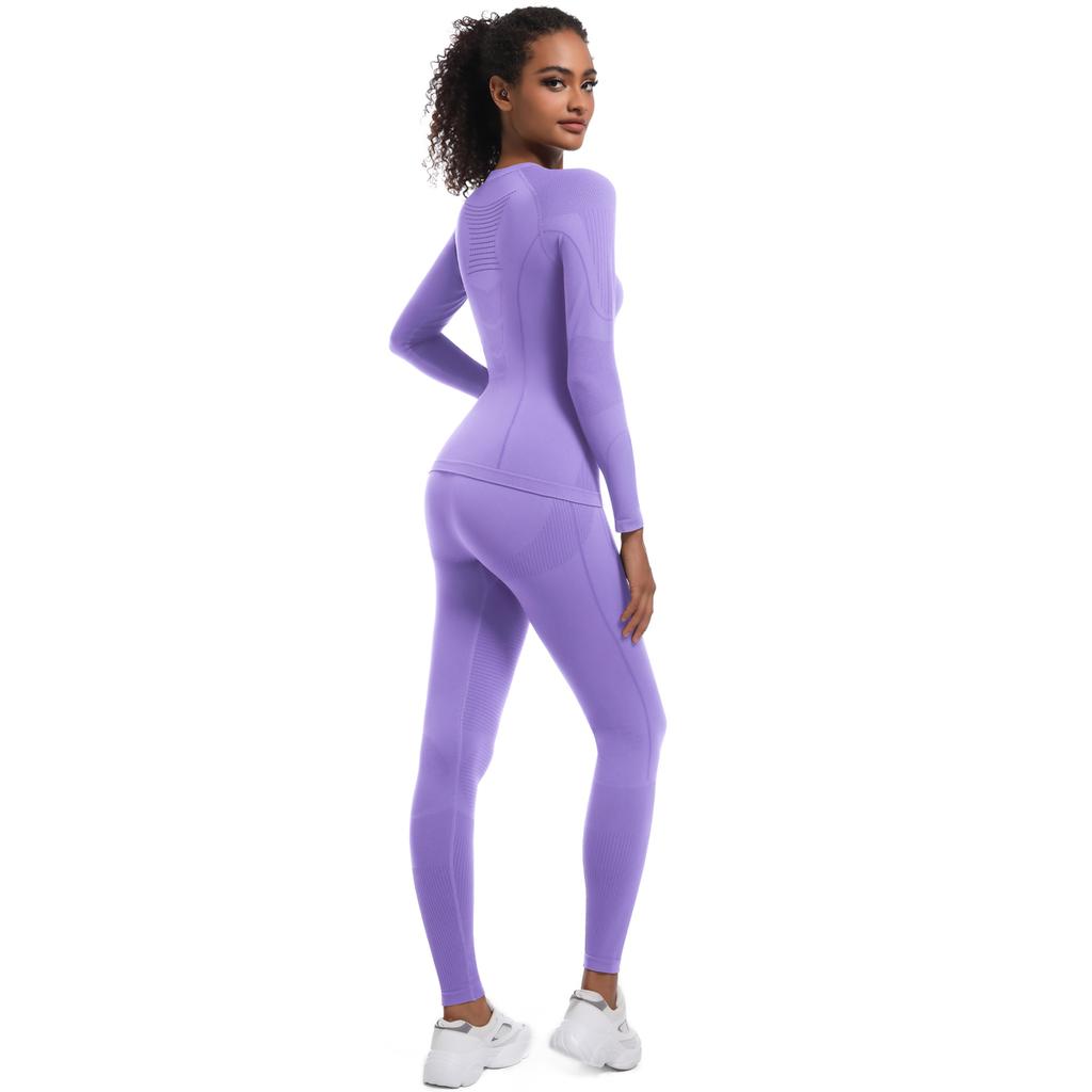 Auroth Seamless Gym Running Set Women Long Sleeve Yoga Sportswear Sexy Push Up Pants Fitness Clothes