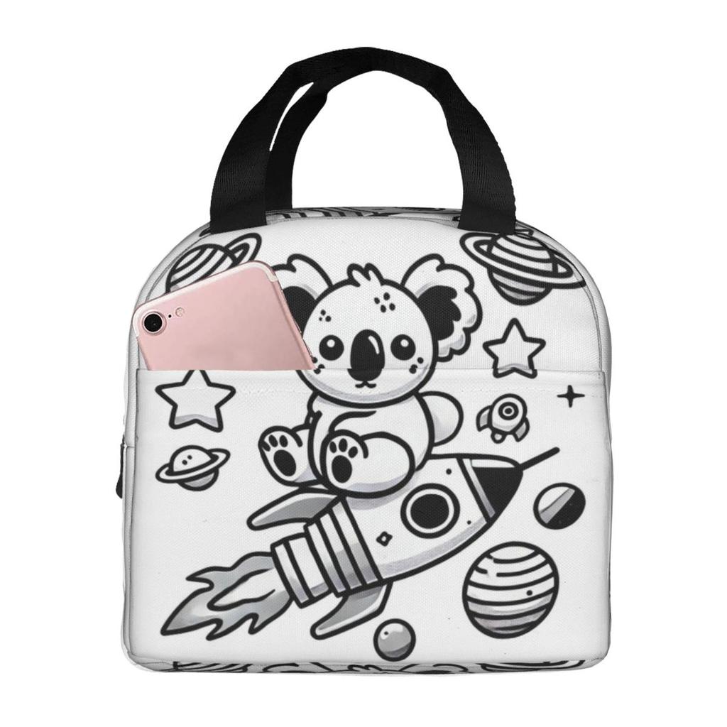 Cute Koalas Astronaut In Space Insulated Lunch Bag for Kids School Cooler Thermal Food Box Tote Portable Lunch Boxes Container