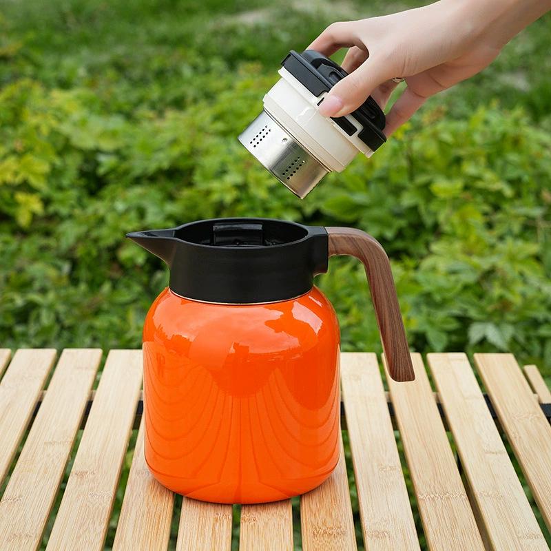 316 Stainless Steel Portable Insulated Teapot with Titanium Plating and Tea-Water Separation, Large Capacity for Stewing