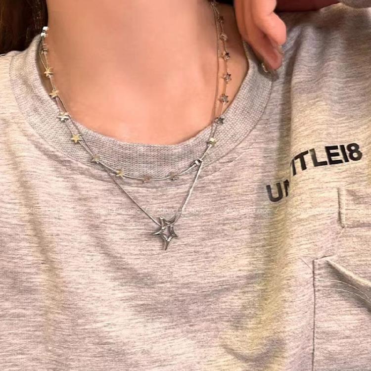 Personality Star Necklace Y2k Irregular Pentagrams Pendant Clavicle Chain Unique