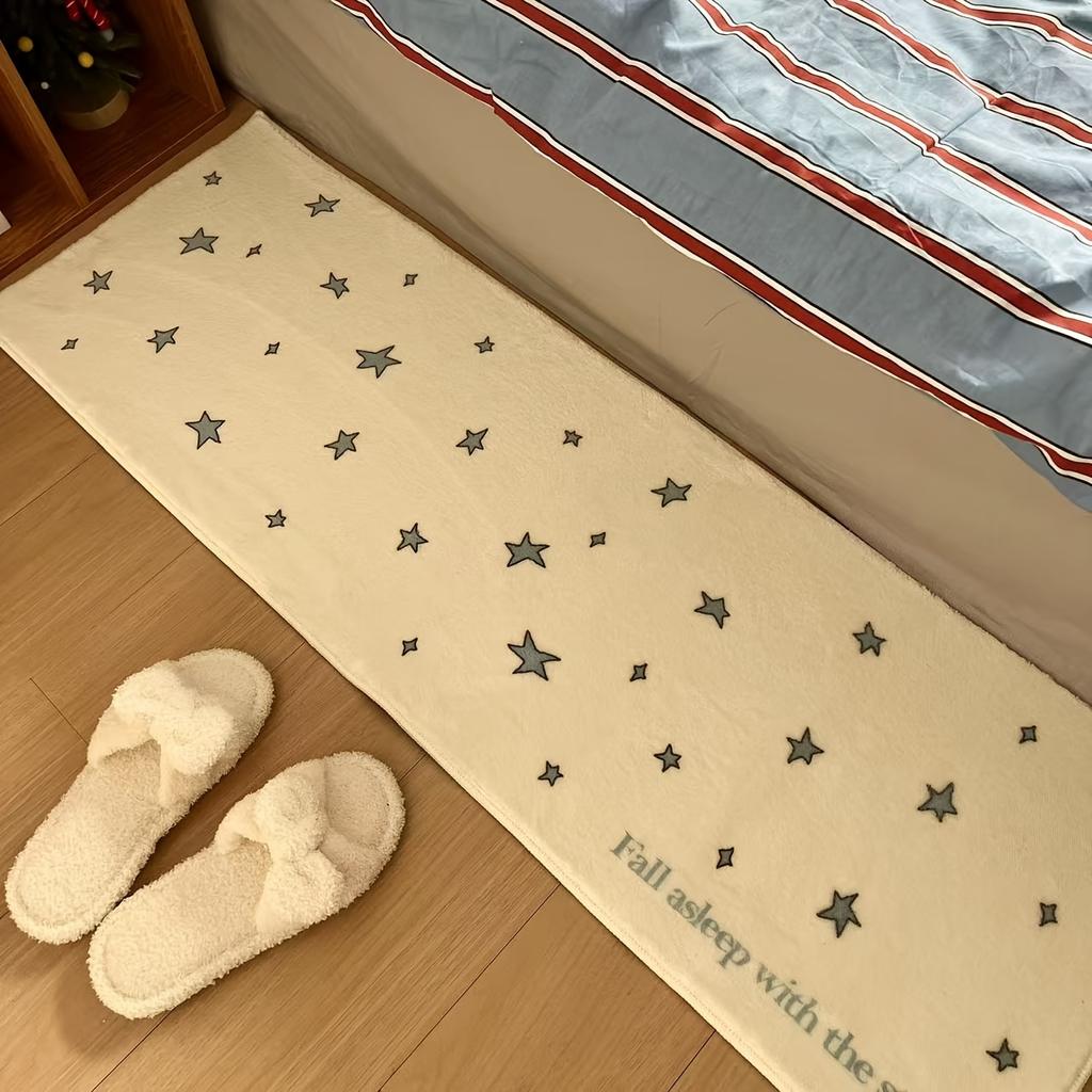 Korean-style cream-colored cute star carpet bedroom bedside rug warm bay window carpet home decoration